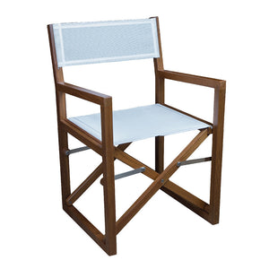 Whitecap Directors Chair w/White Batyline Fabric - Teak OutdoorUp