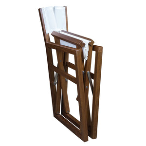 Whitecap Directors Chair w/White Batyline Fabric - Teak OutdoorUp