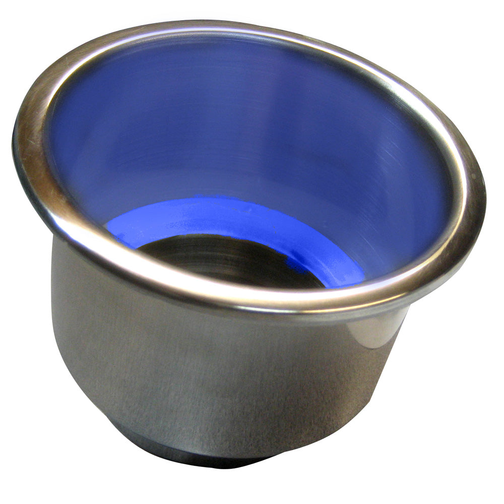 Whitecap Flush Mount Cup Holder w/Blue LED Light - Stainless Steel OutdoorUp