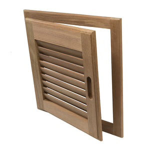 Whitecap Teak Louvered Door & Frame - Right Hand - 15" x 15" OutdoorUp