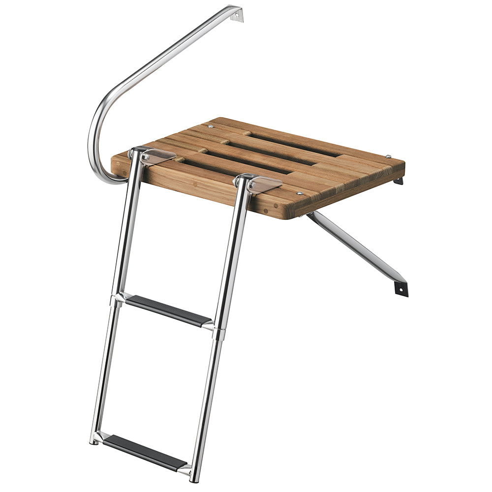 Whitecap Teak Swim Platform w/2-Step Telescoping Ladder f/Boats w/Outboard Motors OutdoorUp