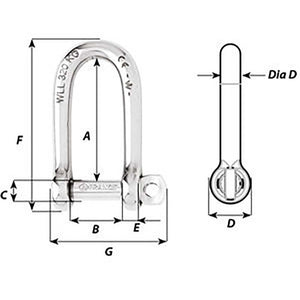 Wicahrd Self-Locking Long D Shackle - Diameter 5mm - 3/16" OutdoorUp