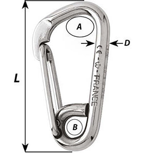 Wichard Asymmetric Carbine Hook - Length 100mm - 13/32" OutdoorUp