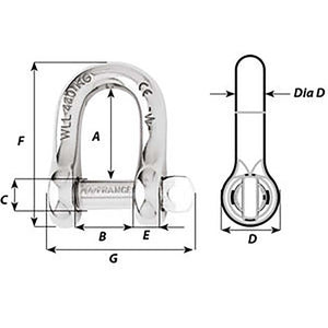 Wichard Captive Pin D Shackle - Diameter 12mm - 15/32" OutdoorUp