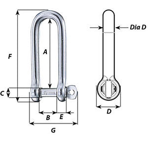 Wichard Captive Pin Long D Shackle - Diameter 10mm - 13/32" OutdoorUp