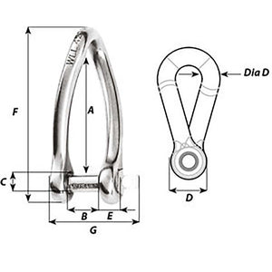 Wichard Captive Pin Twisted Shackle - Diameter 6mm - 1/4" OutdoorUp