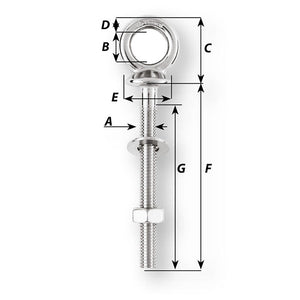 Wichard Eye Bolt - Diameter 15/32" - Length 1-9/16" OutdoorUp