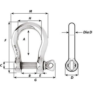 Wichard HR Bow Shackle - 10mm Pin Diameter OutdoorUp