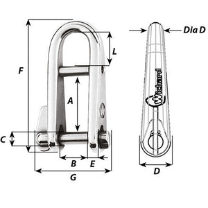 Wichard HR Key Pin Shackle With Bar - 5mm Pin Diameter OutdoorUp