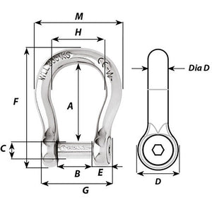 Wichard Self-Locking Allen Head Pin Bow Shackle - 10mm Diameter - 13/32" OutdoorUp