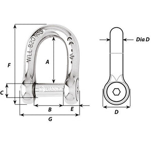 Wichard Self-Locking Allen Head Pin D Shackle - 10mm Diameter - 13/32" OutdoorUp