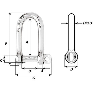 Wichard Self-Locking Long D Shackle - 10mm Diameter - 13/32" OutdoorUp