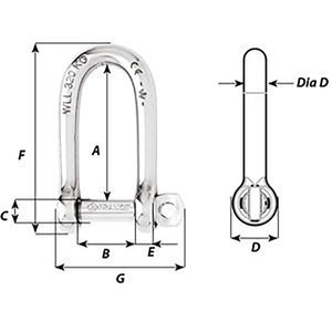 Wichard Self-Locking Long D Shackle - Diameter 6mm - 1/4" OutdoorUp