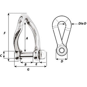 Wichard Self-Locking Twisted Shackle - Diameter 5mm - 3/16" OutdoorUp