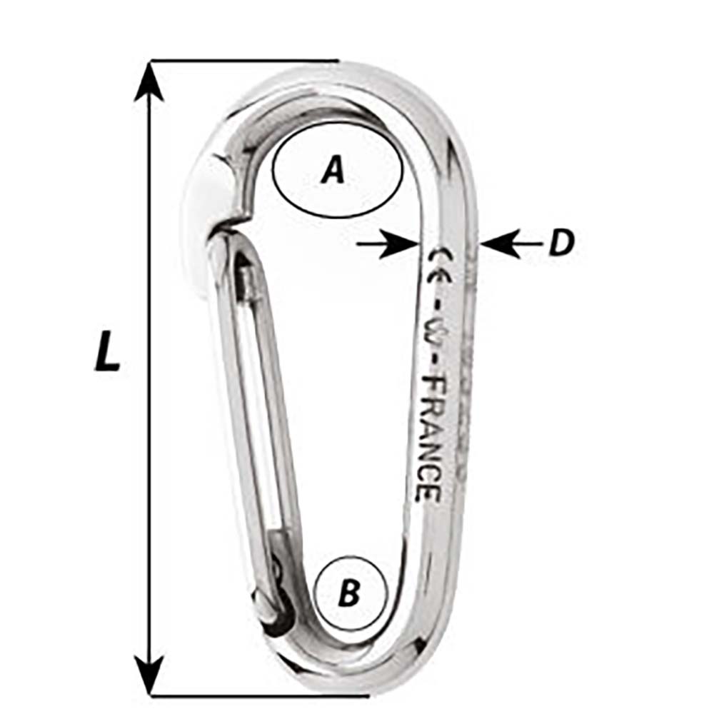 Wichard Symmetric Carbine Hook Without Eye - Length 60mm - 1/4" OutdoorUp