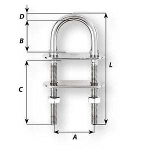 Wichard U-Bolt Pad Eye - 10mm Diameter - 25/64" - 90mm Length - 3-35/64" OutdoorUp