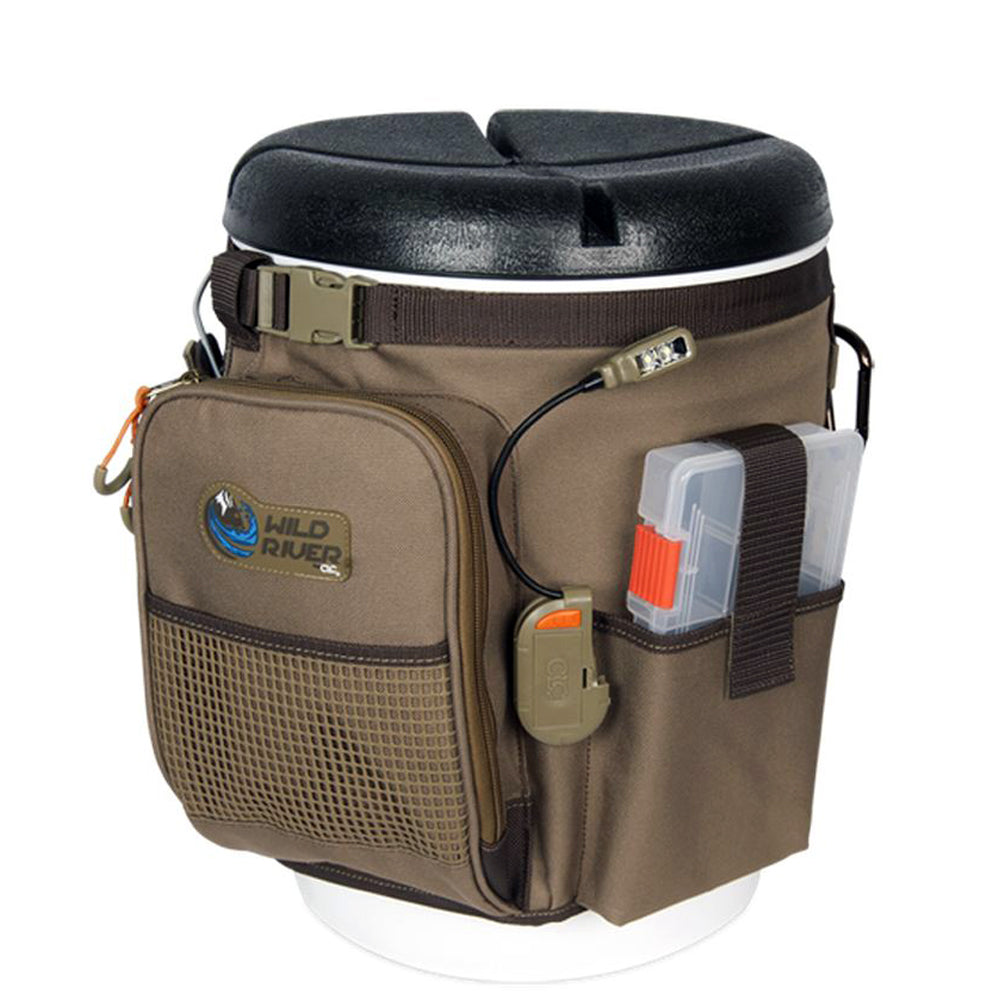 Wild River RIGGER 5 Gallon Bucket Organizer w/Lights, Plier Holder & Lanyard, 2 PT3500 Trays & Bucket w/Seat OutdoorUp