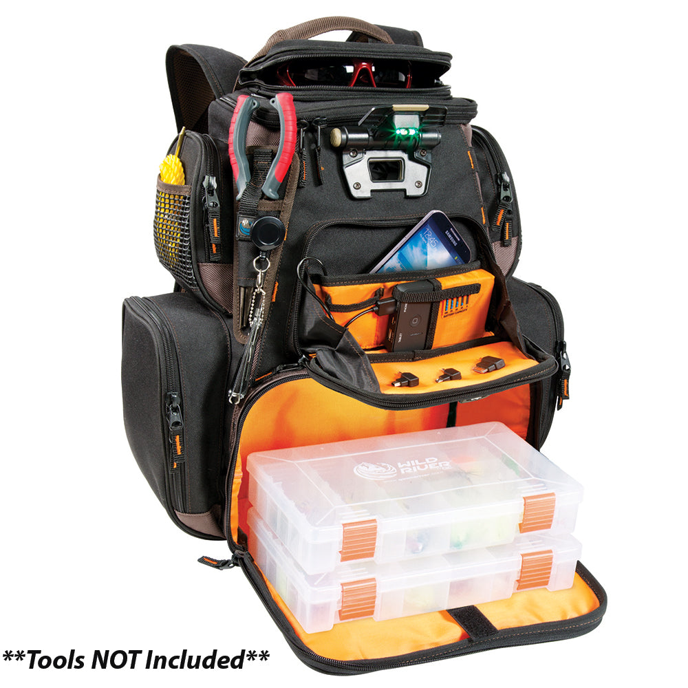 Wild River Tackle Tek Nomad XP - Lighted Backpack w/ USB Charging System w/2 PT3600 Trays OutdoorUp